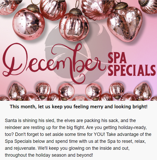 December spa specials